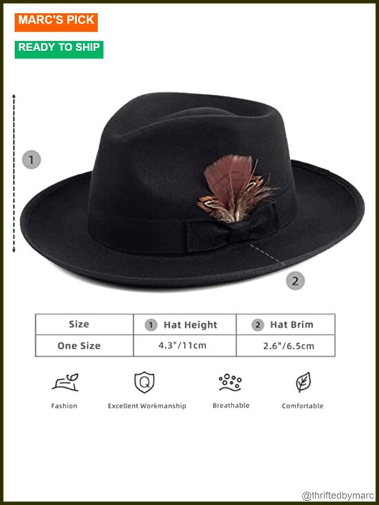 Classic Fedora Hat with Feathers - Cotton Blend, Adjustable, Lightweight main image 2